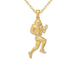14K Yellow Gold Football Player Charm Pendant Necklace with Chain